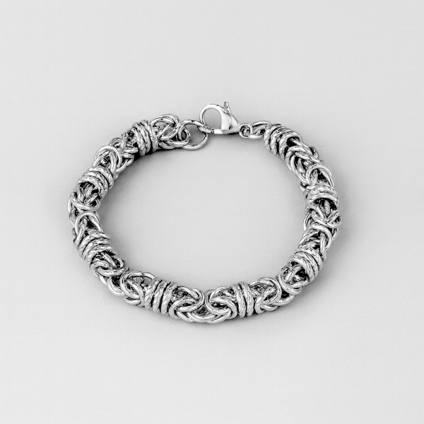 Bracelet homme acier biker maille cylindrique