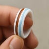 Bague céramique blanche ligne bois