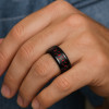 R Bague mariage personnalisee ceramique noir fibre de carbone
