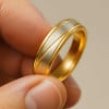 Bague homme femme alliance acier plaque or multi rainure mat brosse gravure