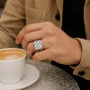 Bague argent ouvert chevaliere homme carrée
