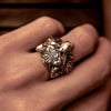 Bague argent homme chevaliere ouverte tete de loup