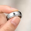 Bague homme anneau tournant antistress acier croix