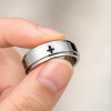Men's ring rotating anti-stress steel cross ring