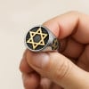 D Bague homme chevaliere etoile de david acier inoxydable