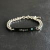 Bracelet couple personnalisable gourmette chaine acier zirconium