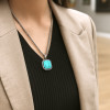 Men's Stainless Steel Turquoise Custom engraving Pendant Necklace