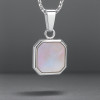 Men's Stainless Steel Abalone Custom engraving Pendant Necklace