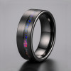 Bague personnalisee homme anneau tungstene ligne sable opale