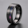 Bague personnalisee homme anneau tungstene ligne sable opale