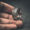 Men's Sterling Silver Greek Key Spinner Dome RIng