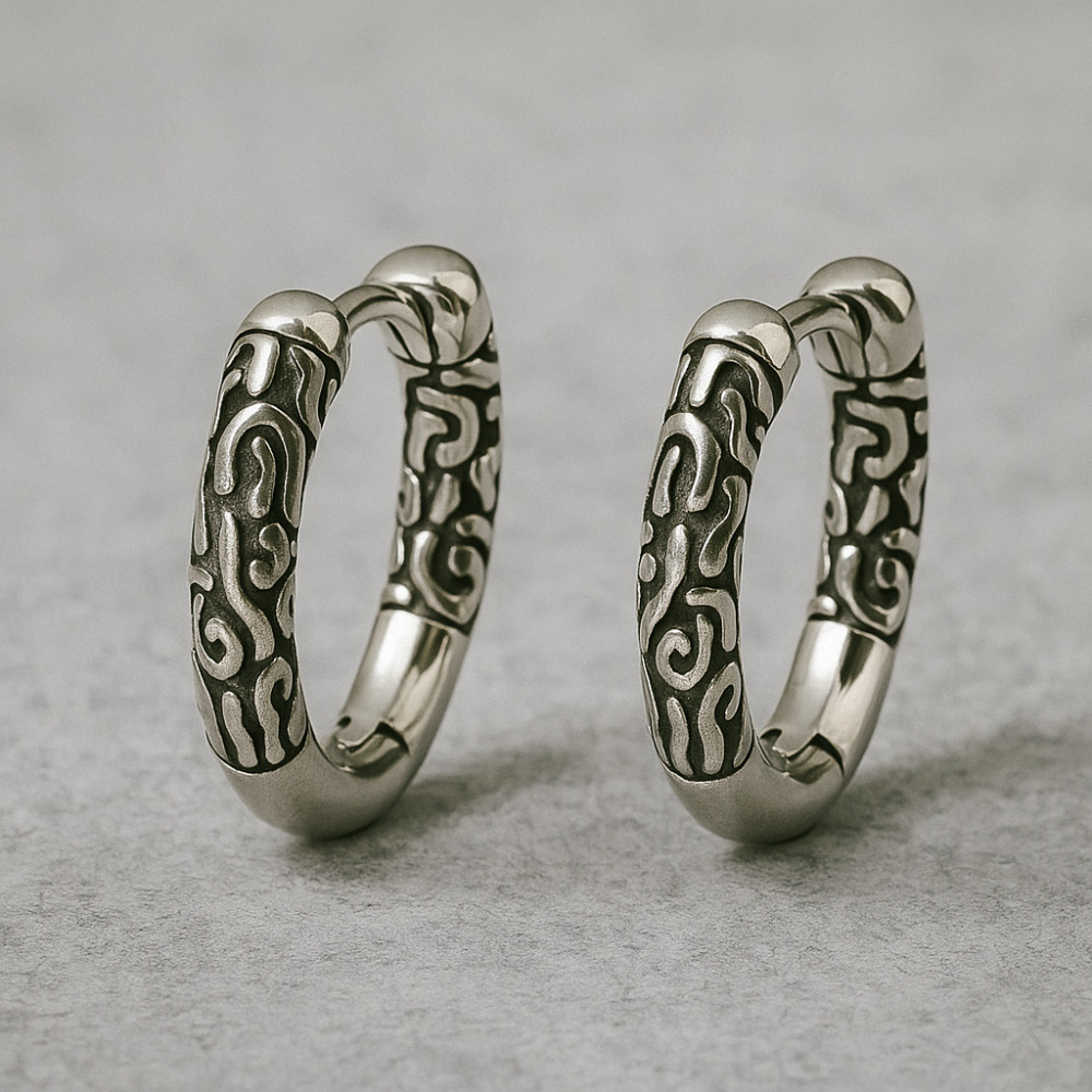 Orecchini a Cerchio con Fiore in Argento Sterling 925, Gioielli