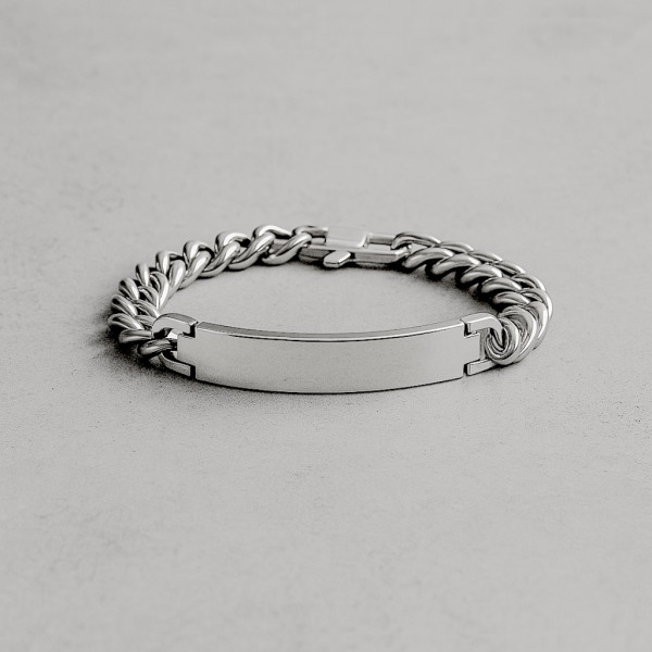 Bracelet personnalise homme gourmette acier chaine a graver