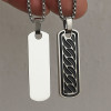Gepersonaliseerde koppelketting met hanger met barpatroon in zwart staal