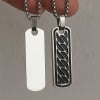 Pendentif personnalise collier couple barre motif noir acier