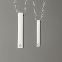 Pendentif personnalise collier couple barre acier serti zirconium a graver