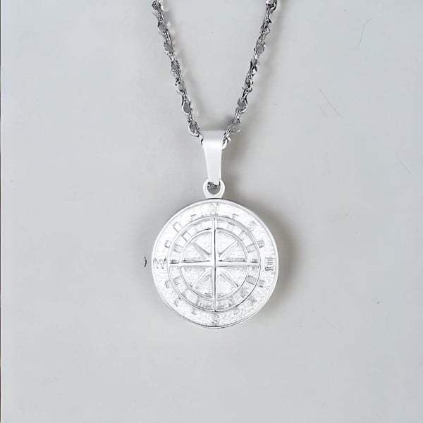 Ciondolo personalizzato per uomo Collana con croce stella polare in lamiera d'acciaio incisa personalizzata