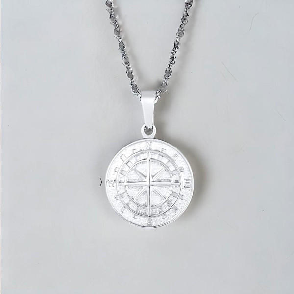 Colgante personalizado para hombre, placa de acero, collar de cruz de estrella polar, grabado personalizado