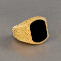Anillo de hombre cuadrado acero caballero ónix negro