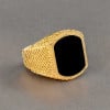 Anillo de hombre cuadrado acero caballero ónix negro