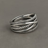 Bague Femme Argent 925 Ouverte Réglable – Design Torsadé et Perlé Élégant