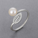 Bague argent feuille perle d’eau douce