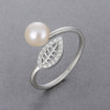 Bague argent feuille perle d’eau douce