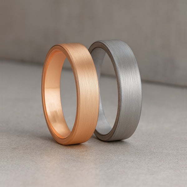 King Will Natuur 8 mm zwart/zilver/roze goud wolfraam ring hout inlay trouwband hooggepolijst comfort fit afwerking, Z 1(69.74mm), Wolfraam, Geen edelsteen
