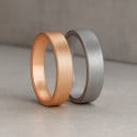 Personalized wedding ring brushed tungsten alliance rose gold