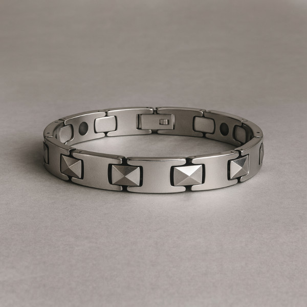 Bracelet homme tungstene polie magnetique aimante