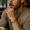 Bracelet homme tungstene polie magnetique aimante