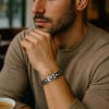 Bracelet homme tungstene polie magnetique aimante