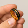 Panel de ranura de tungsteno con cúpula de anillo personalizado, oro plano de 2 tonos