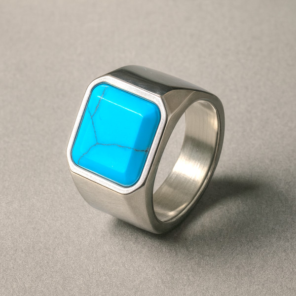 T Bague chevaliere homme acier onxy noir personnalisable