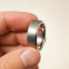 Men's Brushed Titanium Grooved Edge Custom Engraving Band Ring