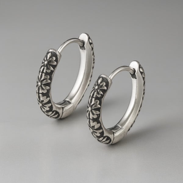 Boucles d'oreilles homme creoles acier fleur de lys