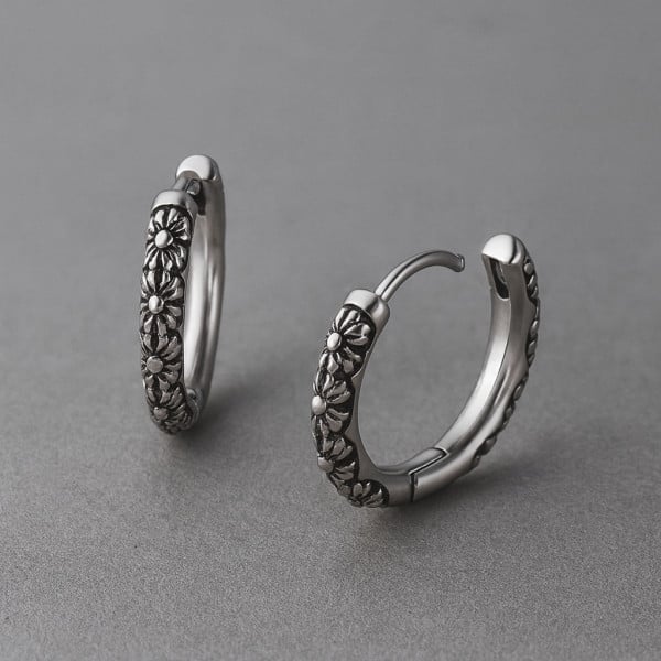 Boucles d'oreilles homme creoles acier fleur de lys