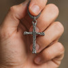 Silver magma cross pendant