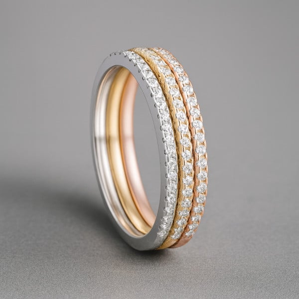 Bague 3 anneaux femme argent zirconium