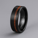 Bague personnalisee homme anneau tungstene ligne bois