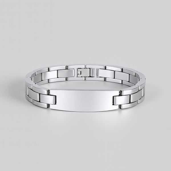 Bracelet personnalise homme gourmette acier a graver