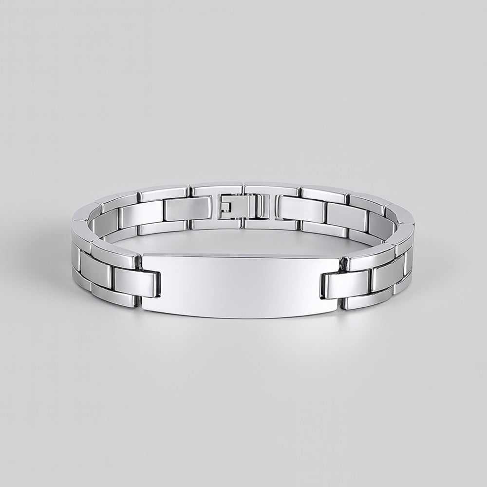 Bracciale Donna Aperto In Acciaio Inox Argento 8 Mm – Incisione Personalizzabile Fino A 15 Caratteri, Regalo Compleanno, San Valentino