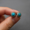 Boucles d'oeilles homme clous argent pierre turquoise