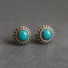 Boucles d'oeilles homme clous argent pierre turquoise