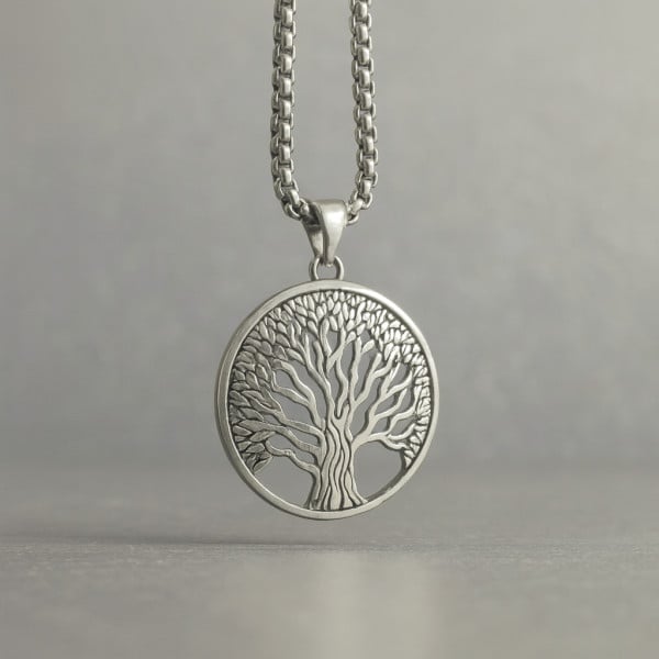 Pendentif argent 925 rond arbre de vie medaillon celtique