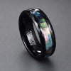 8mm Bague couple personnalisee tungstene noir nacre abalone
