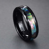 6mm Bague couple personnalisee tungstene noir nacre abalone