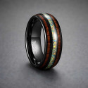 Customizable wedding ring dome ring Tungsten opal wood