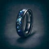 Bague personnalisee alliance tungstene opale bleue