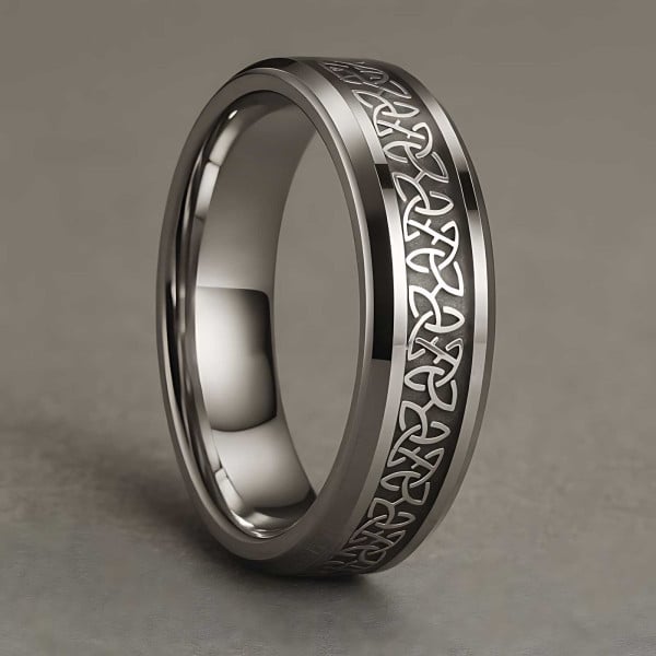6mm Bague personnalisee alliance tungstene noeud celtique